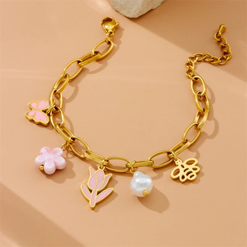 Tulip Jewelry Set Stainless Steel