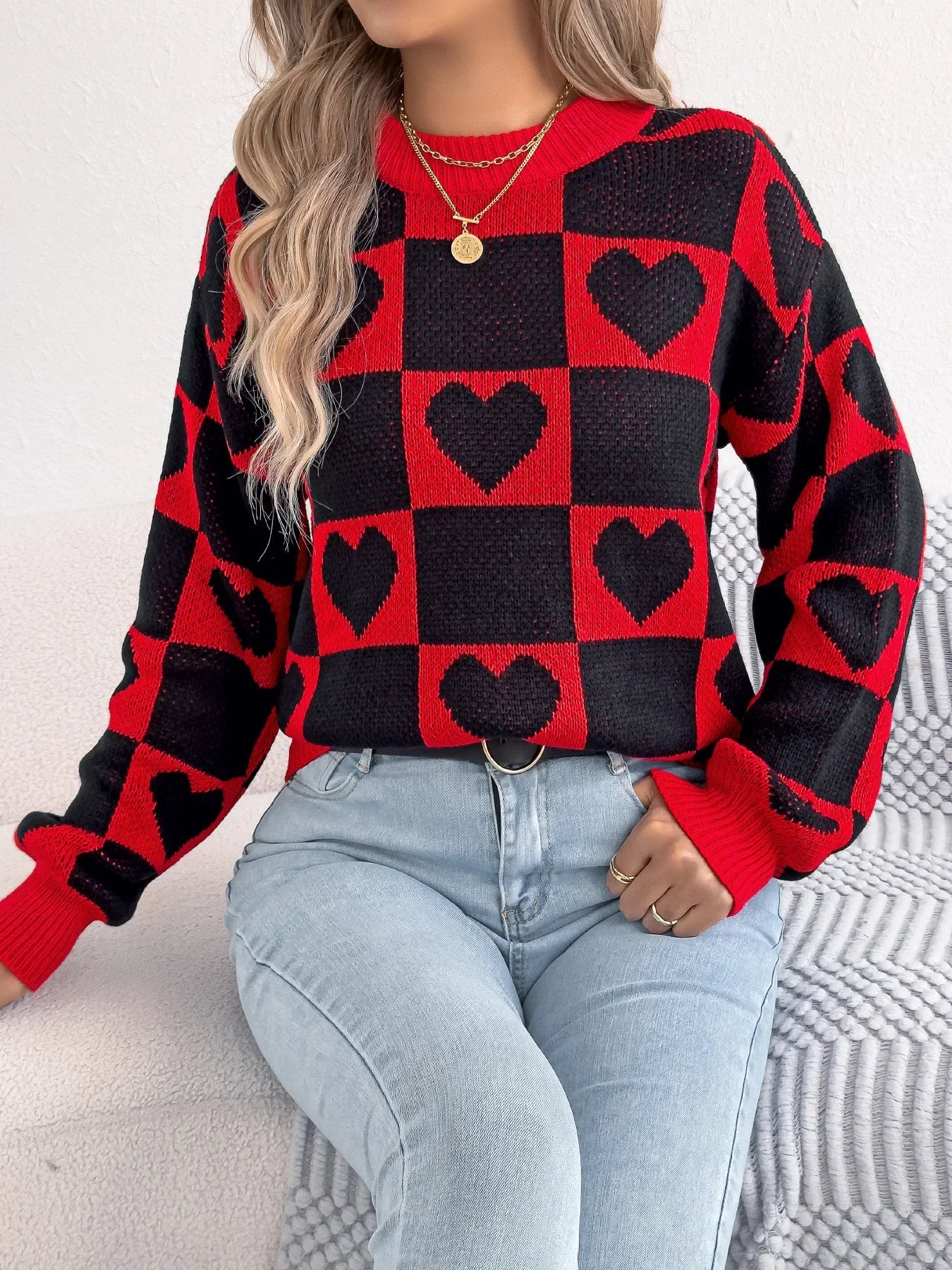 Valentine’s Day Heart Lantern Sleeve Sweater
