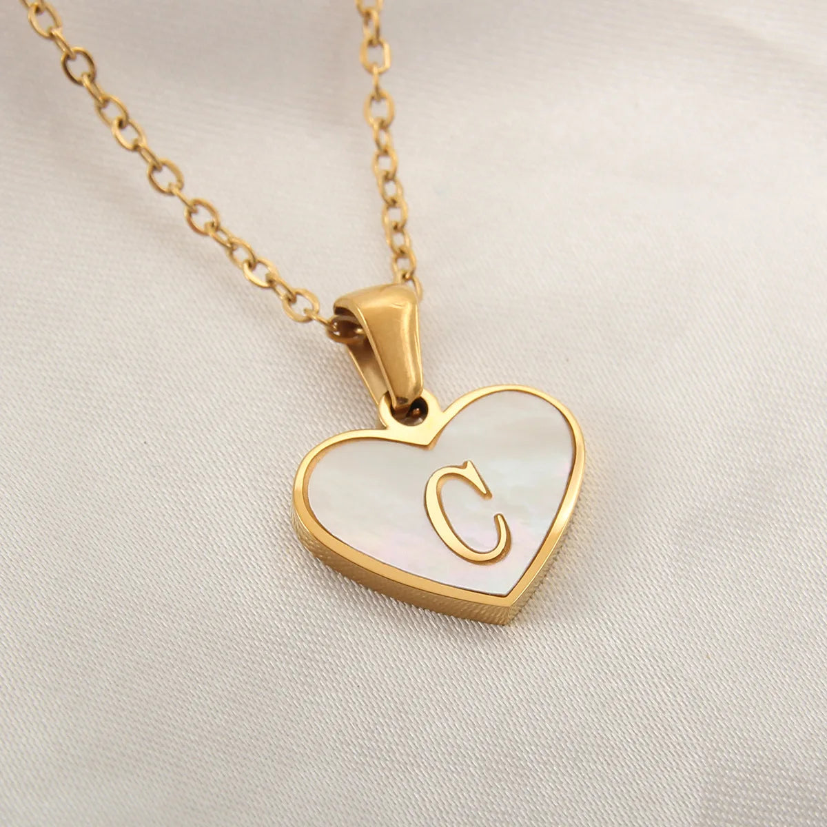 Gold Plated Initial Necklace Stainless Steel