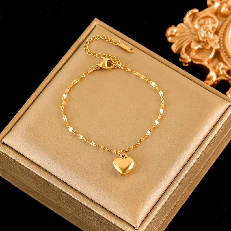 Heart Love 18K Gold Plated Stainless Steel