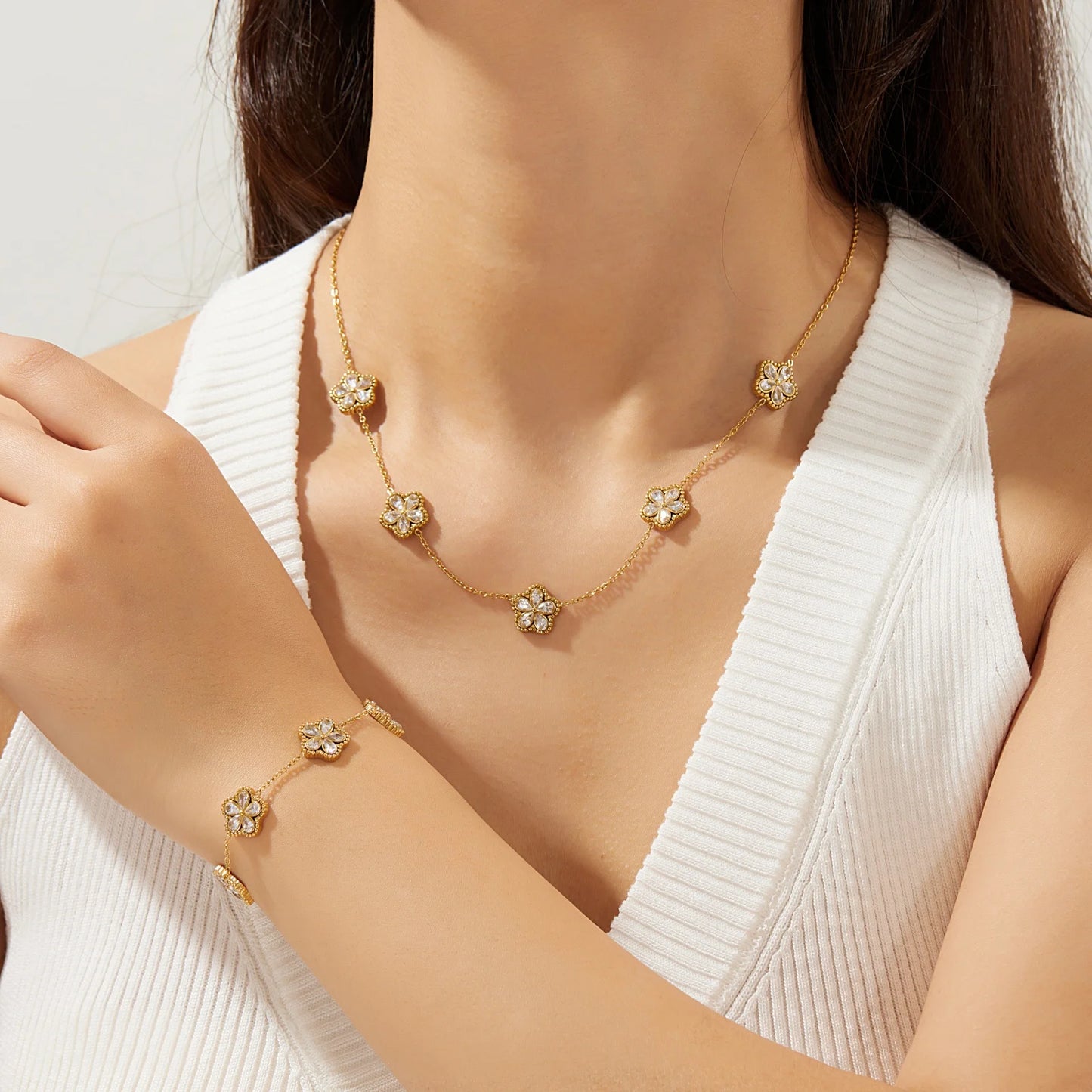 14K Gold Plated Flower Style Stainless Steel