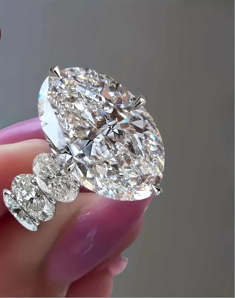 Hidden Halo Vintage 925 Silver  Wide Band