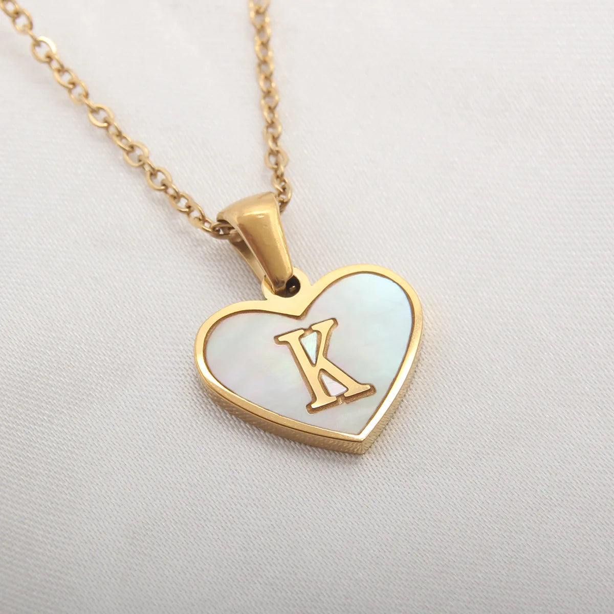 Gold Plated Initial Necklace Stainless Steel