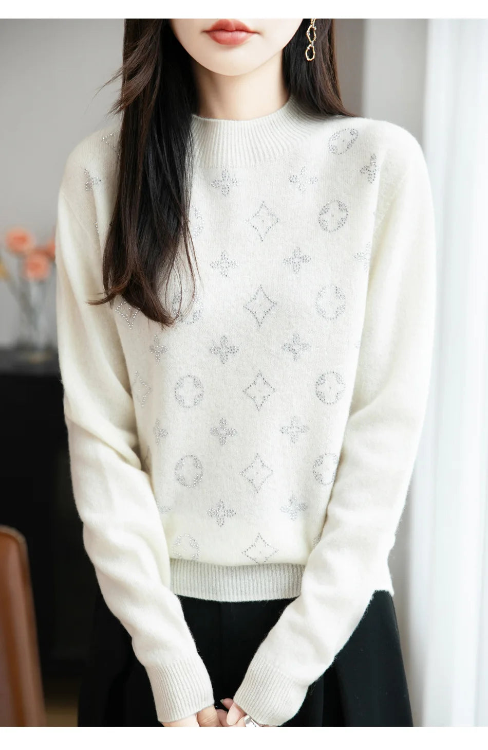 Women’s Fine Knit Half Turtleneck Sweater – Elegant Casual Style