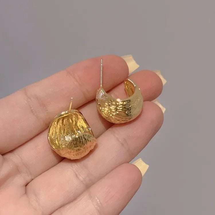 Minimalist Gold-Tone Folded Earrings