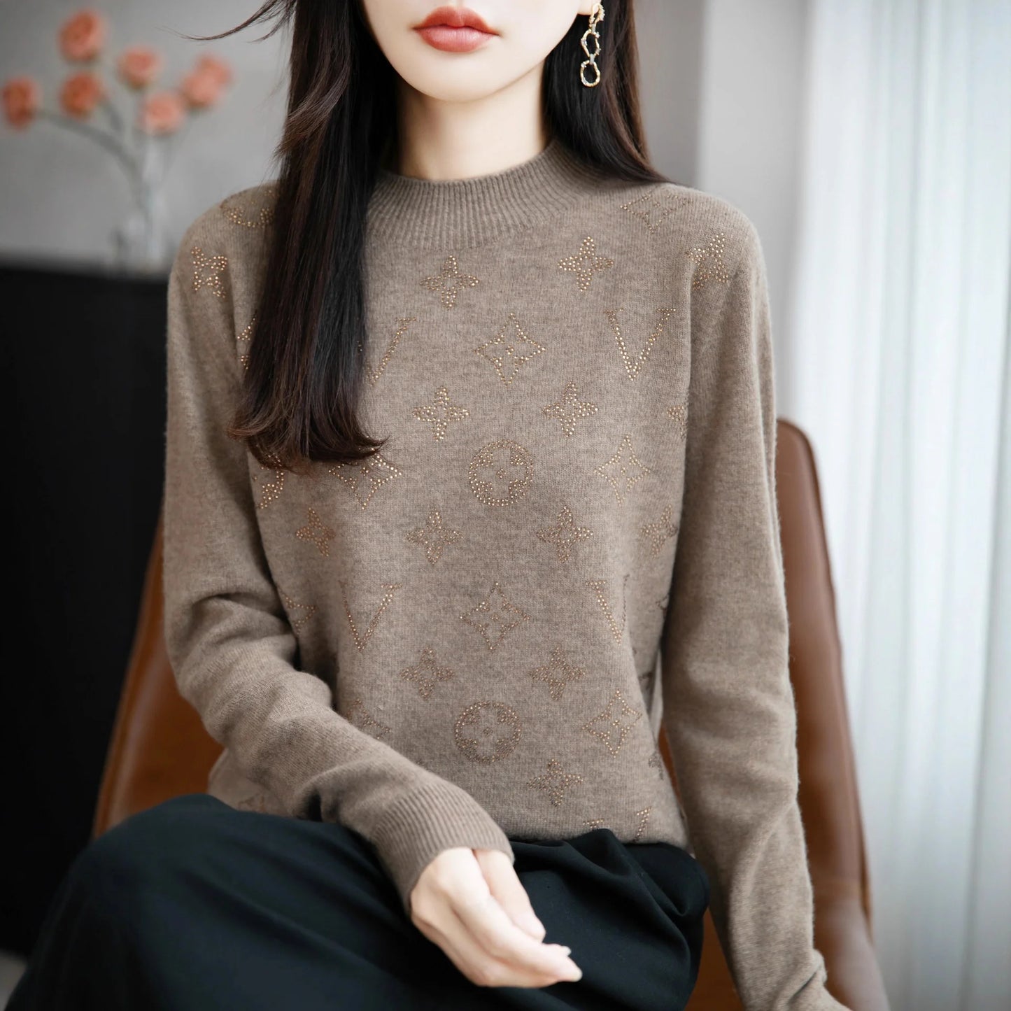 Women’s Fine Knit Half Turtleneck Sweater – Elegant Casual Style