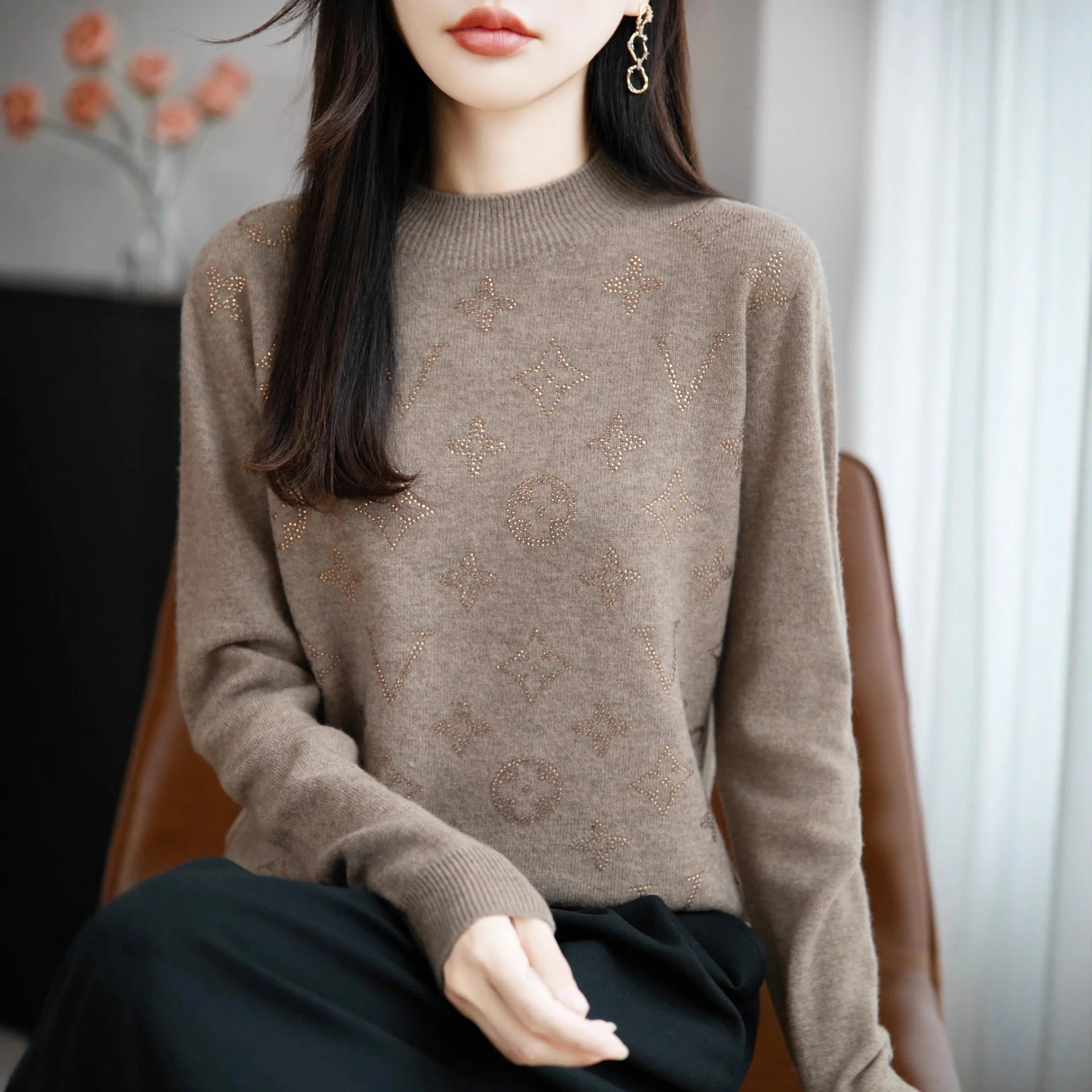 Women’s Fine Knit Half Turtleneck Sweater – Elegant Casual Style