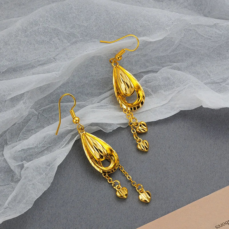 Elegant Gold-Plated Tassel Drop Vintage Earrings