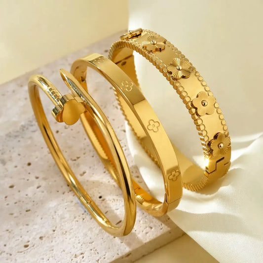Gold-Plated Stainless Steel Vintage Bracelet
