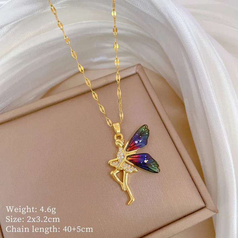 Angel Wing Necklace Stainless Steel Chain