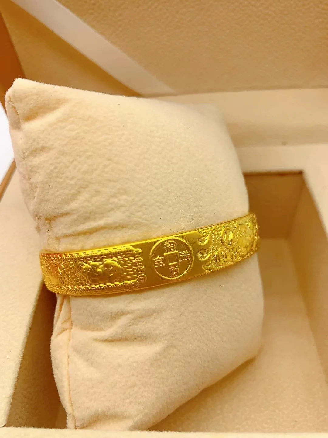 24K Gold Pi Xiu Fish Scale Open Bracelet