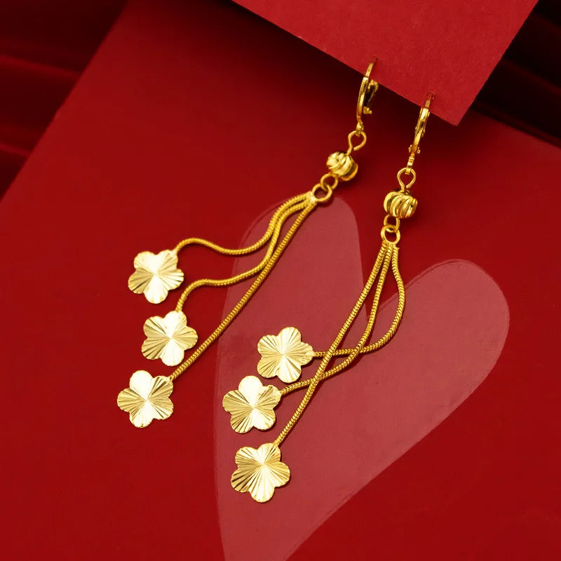 18K Gold Tassel Drop Earrings