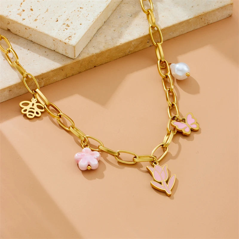 Tulip Jewelry Set Stainless Steel