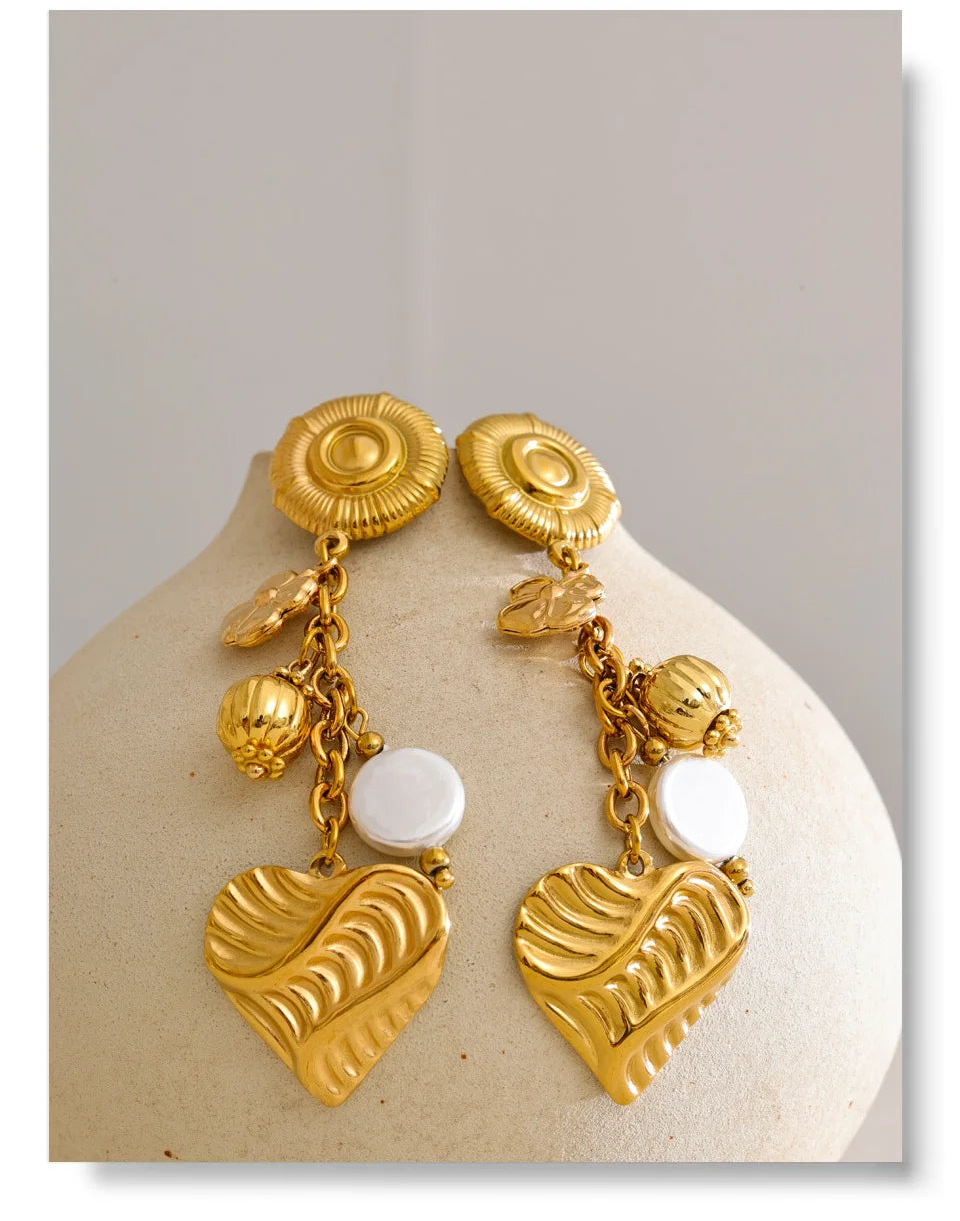 Gold Plated Heart Drop Stainless Steel