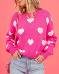 Hot Pink Oversized Heart Knit Sweater