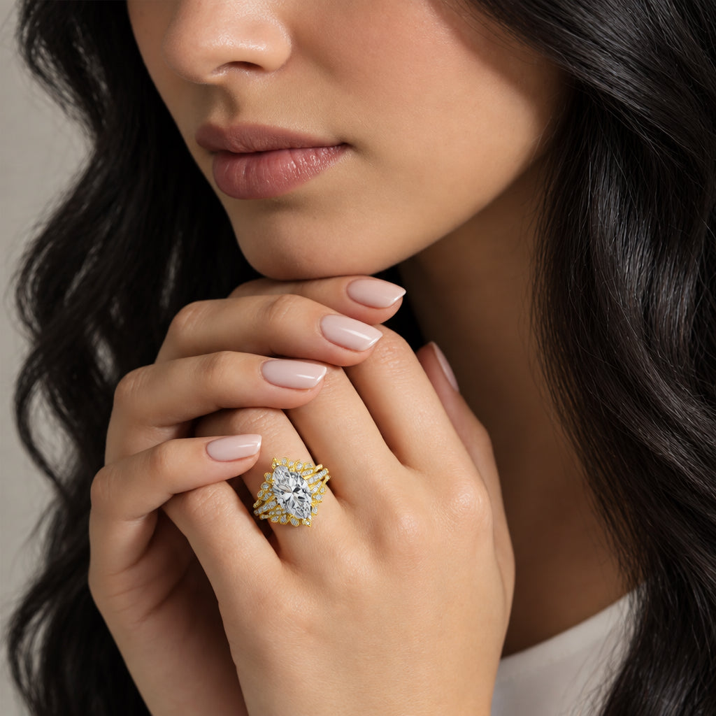3CT Pear Cut Moissanite Bridal Ring Set