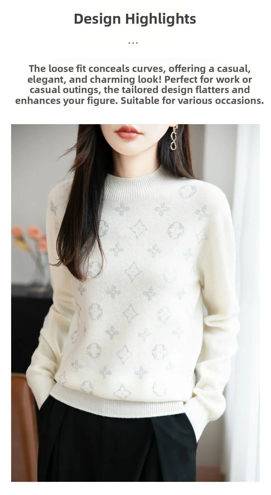 Women’s Fine Knit Half Turtleneck Sweater – Elegant Casual Style