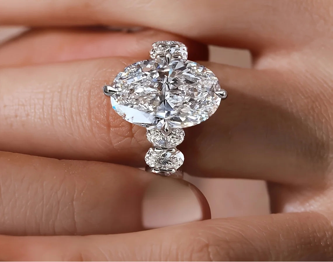Hidden Halo Vintage 925 Silver  Wide Band