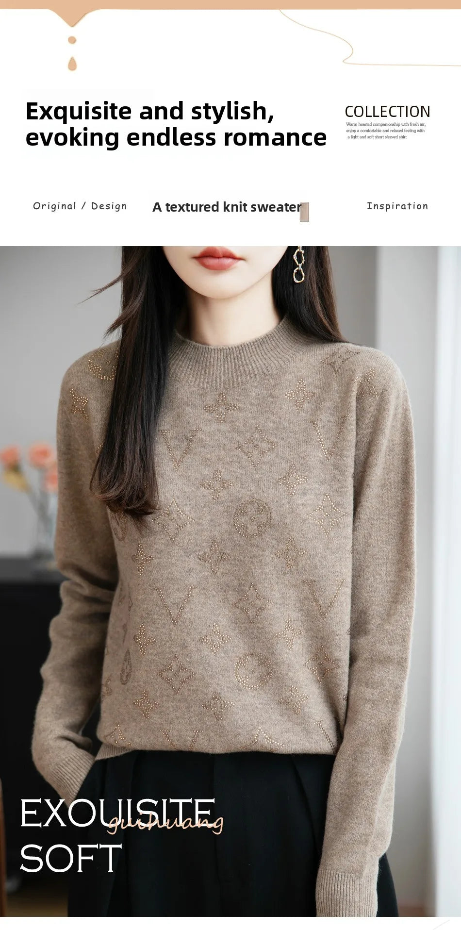 Women’s Fine Knit Half Turtleneck Sweater – Elegant Casual Style