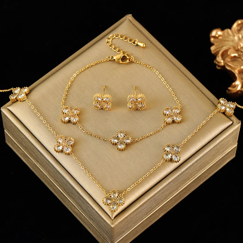 Flower Stainless Steel Vintage Jewelry Set