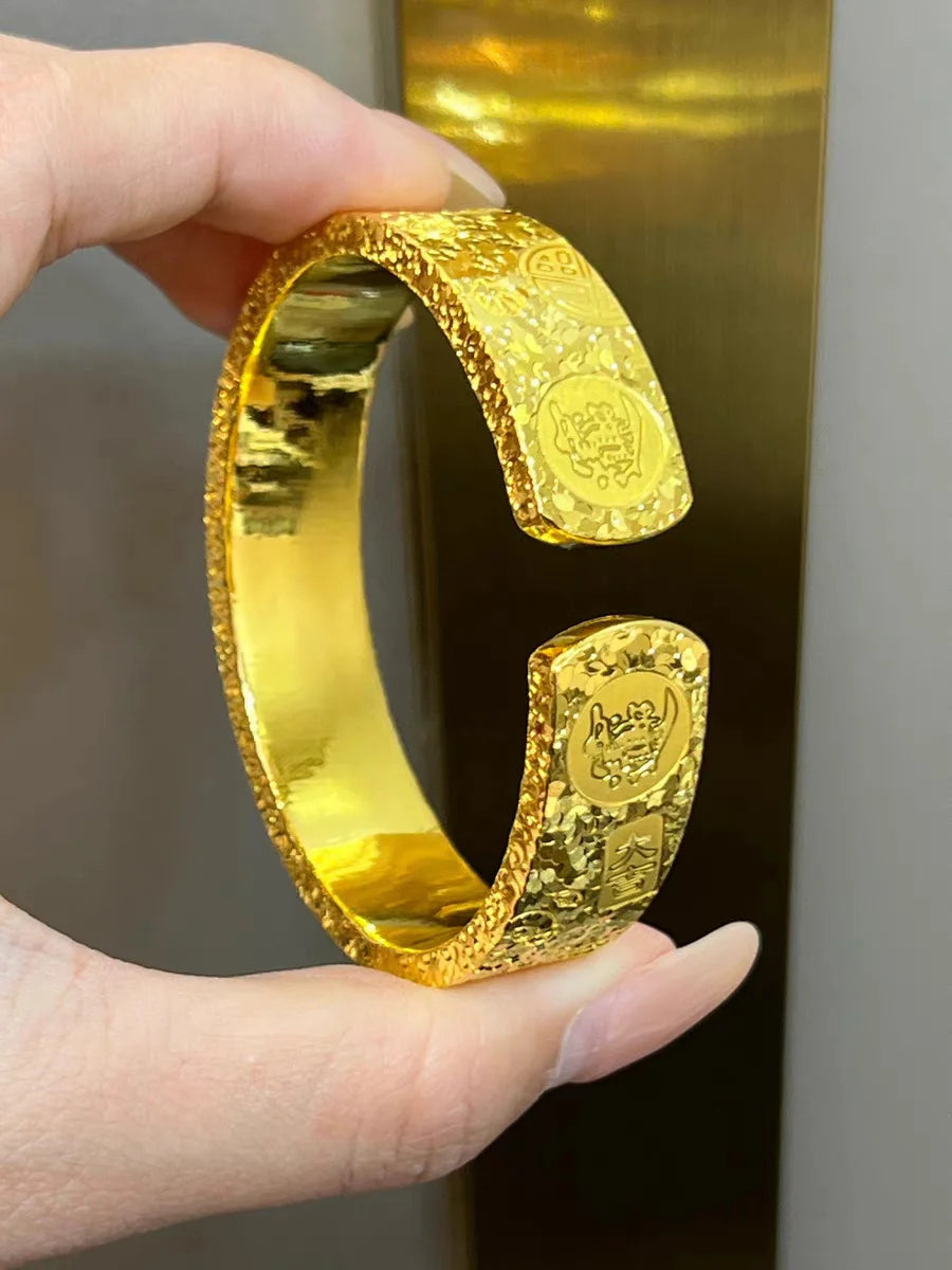 24K Gold Lotus Open Cuff Bracelet