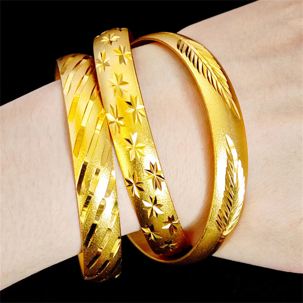 Women’s Gold Plated Open Cuff Bracelet Stainless Steel Bangle Vintage