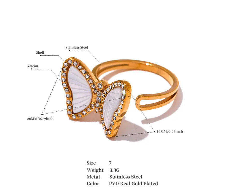 18K Gold Plated Butterfly Ring