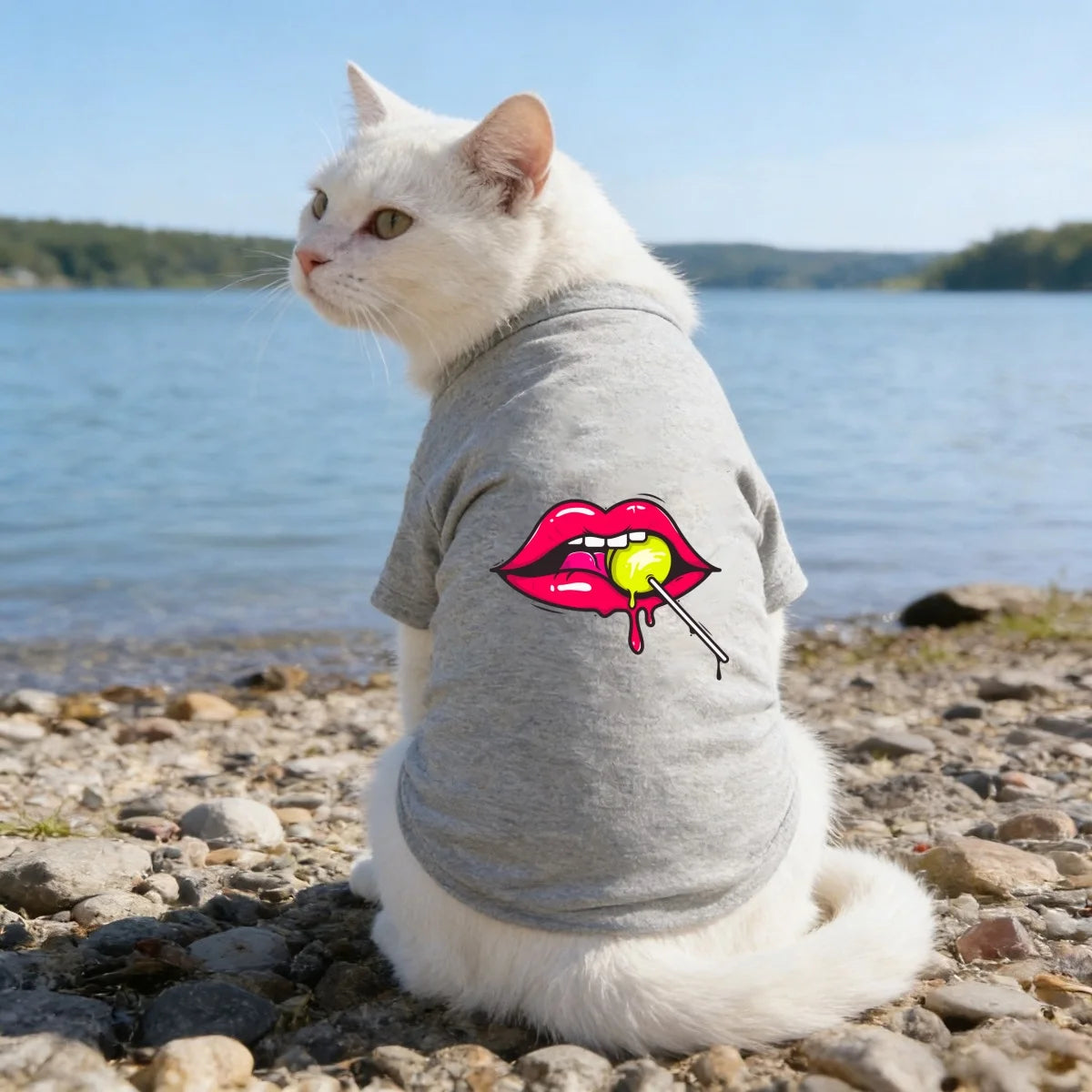 Lollipop & Lip Print Dog T-Shirt