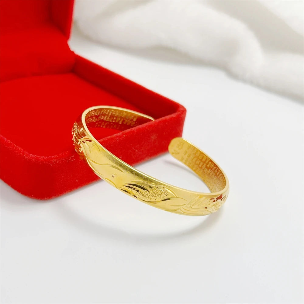 Women’s Gold Plated Open Cuff Bracelet Stainless Steel Bangle Vintage