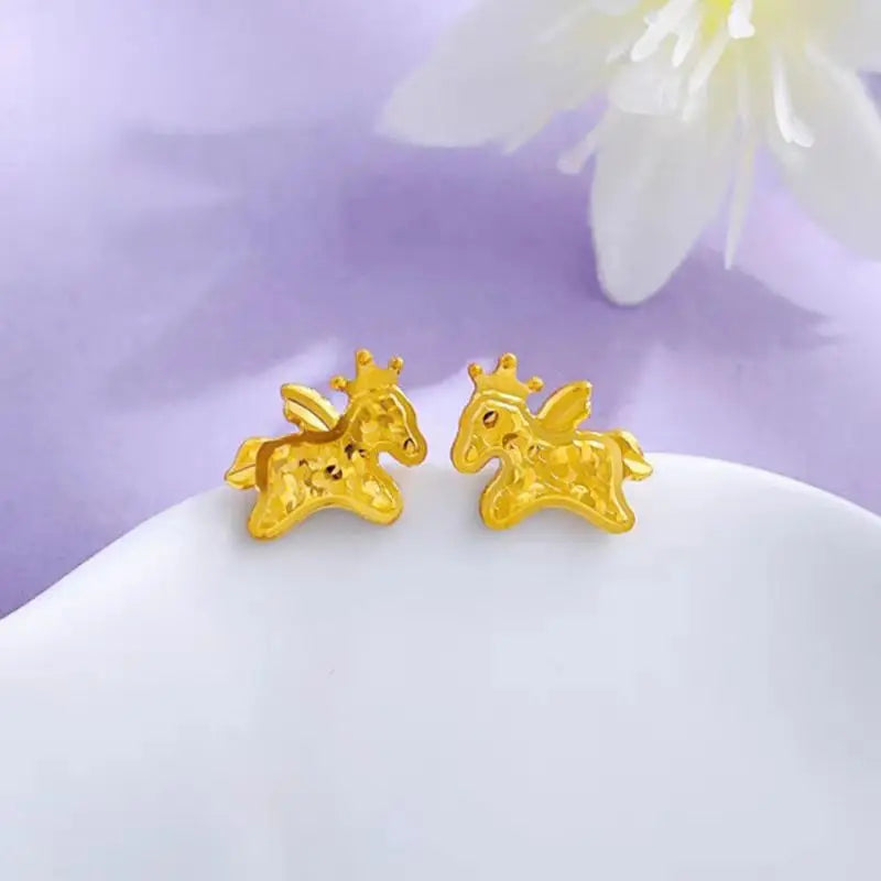 24K Gold Horse Brings Wealth Earrings