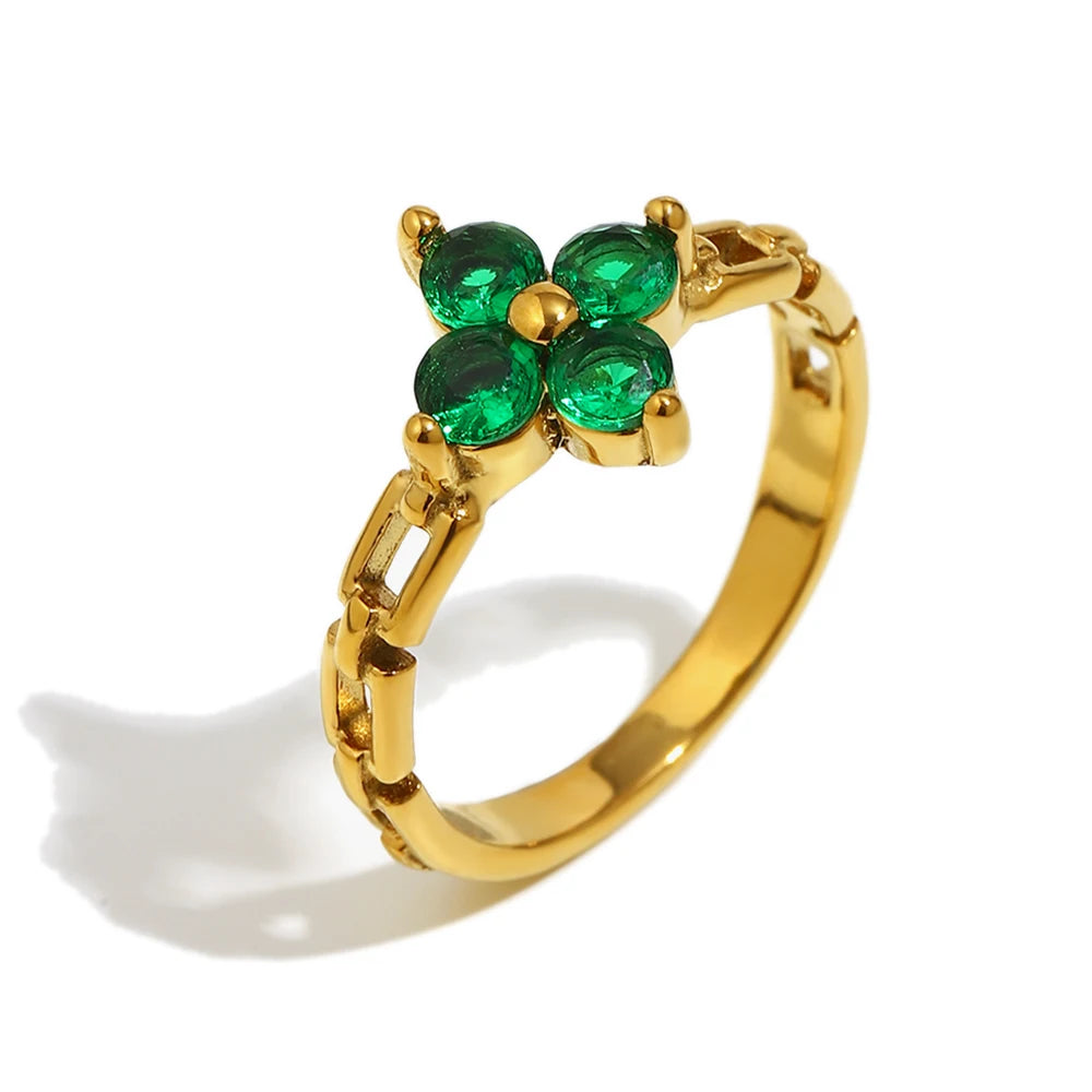 18K Gold Plated Stainless Steel Statement Flower Ring