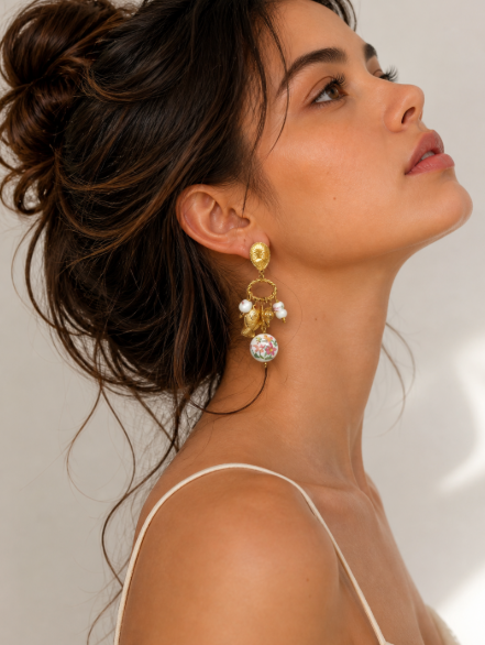 Gold Plated Flower Drop Stainless Steel