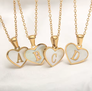 Gold Plated Initial Necklace Stainless Steel