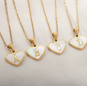 Gold Plated Initial Necklace Stainless Steel