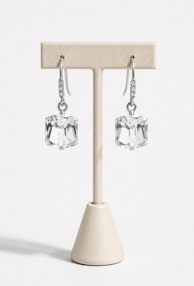 Vintage Gold Crystal Square Drop Earrings