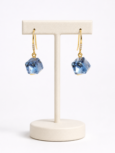 Vintage Gold Crystal Square Drop Earrings
