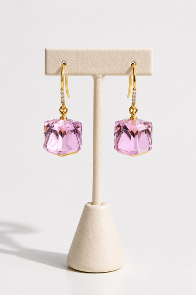 Vintage Gold Crystal Square Drop Earrings