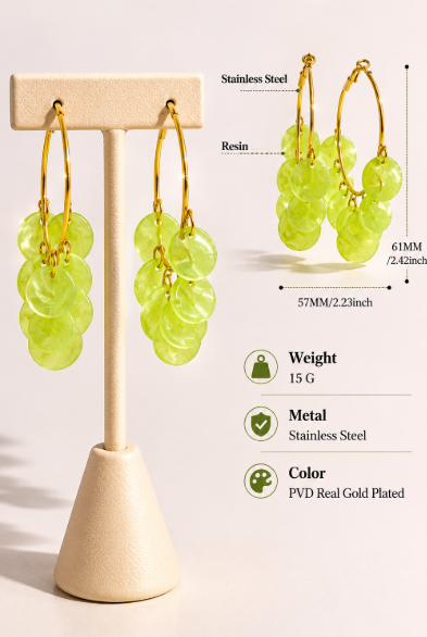 Colorful Resin Vintage Hoop Earrings