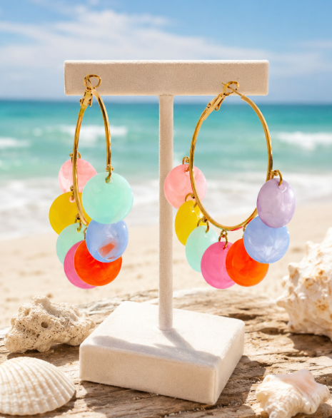 Colorful Resin Vintage Hoop Earrings
