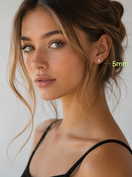 14K AU585 Gold Mini Zircon Stud Earrings