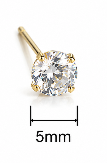 14K AU585 Gold Mini Zircon Stud Earrings