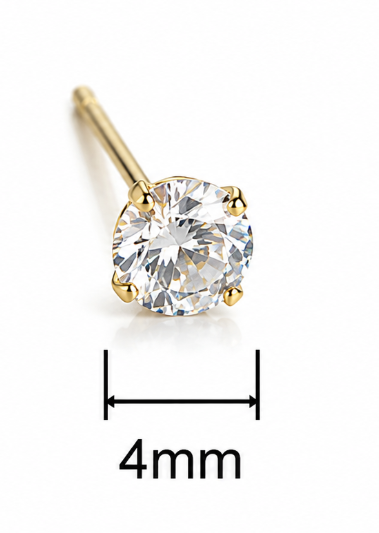 14K AU585 Gold Mini Zircon Stud Earrings