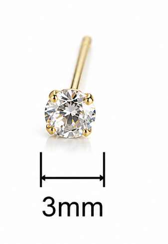 14K AU585 Gold Mini Zircon Stud Earrings