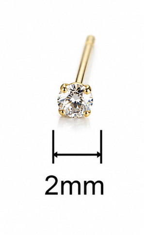 14K AU585 Gold Mini Zircon Stud Earrings