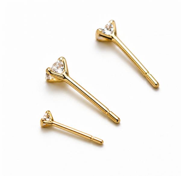 14K AU585 Gold Mini Zircon Stud Earrings
