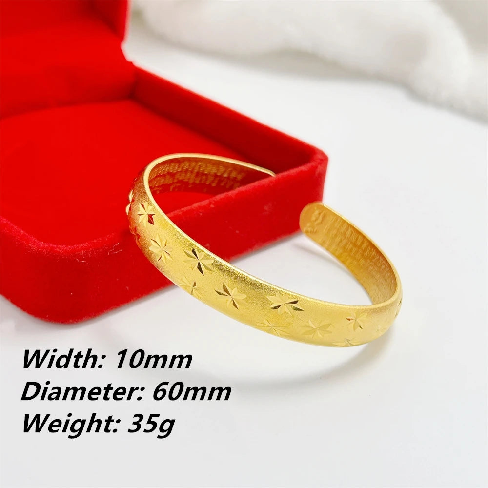 Women’s Gold Plated Open Cuff Bracelet Stainless Steel Bangle Vintage