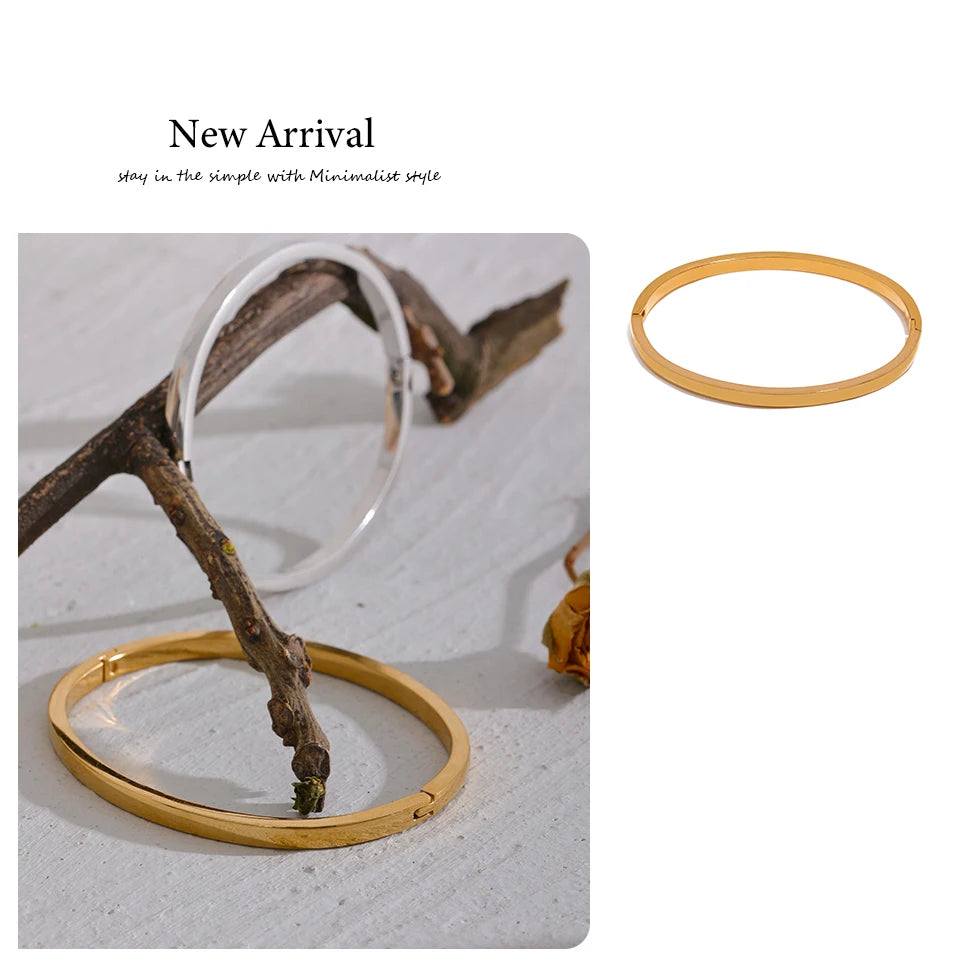 Minimalist Vintage Gold Stainless Steel Bangle Waterproof