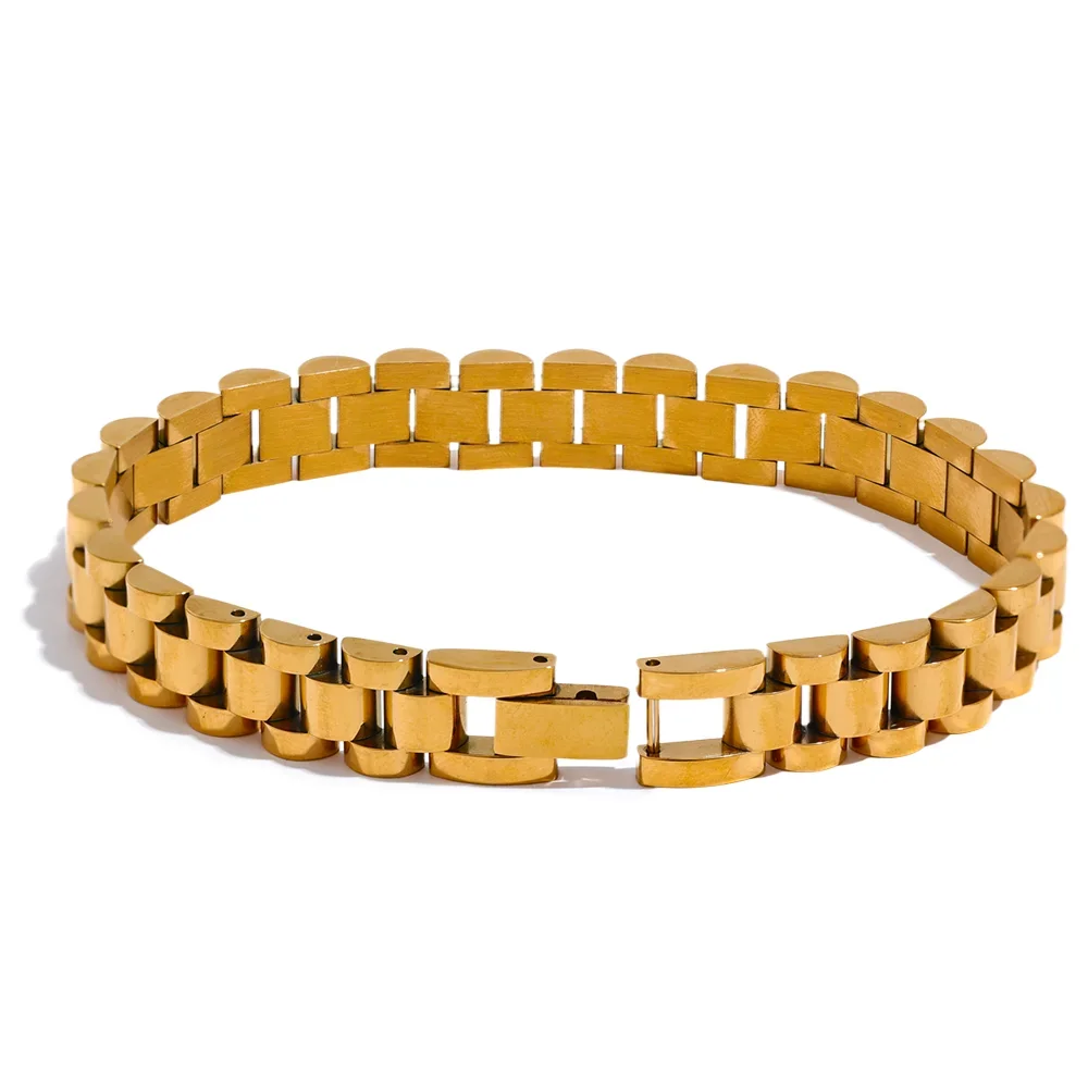 Vintage Gold Plated Stainless Steel Chain Bracelet Waterproof