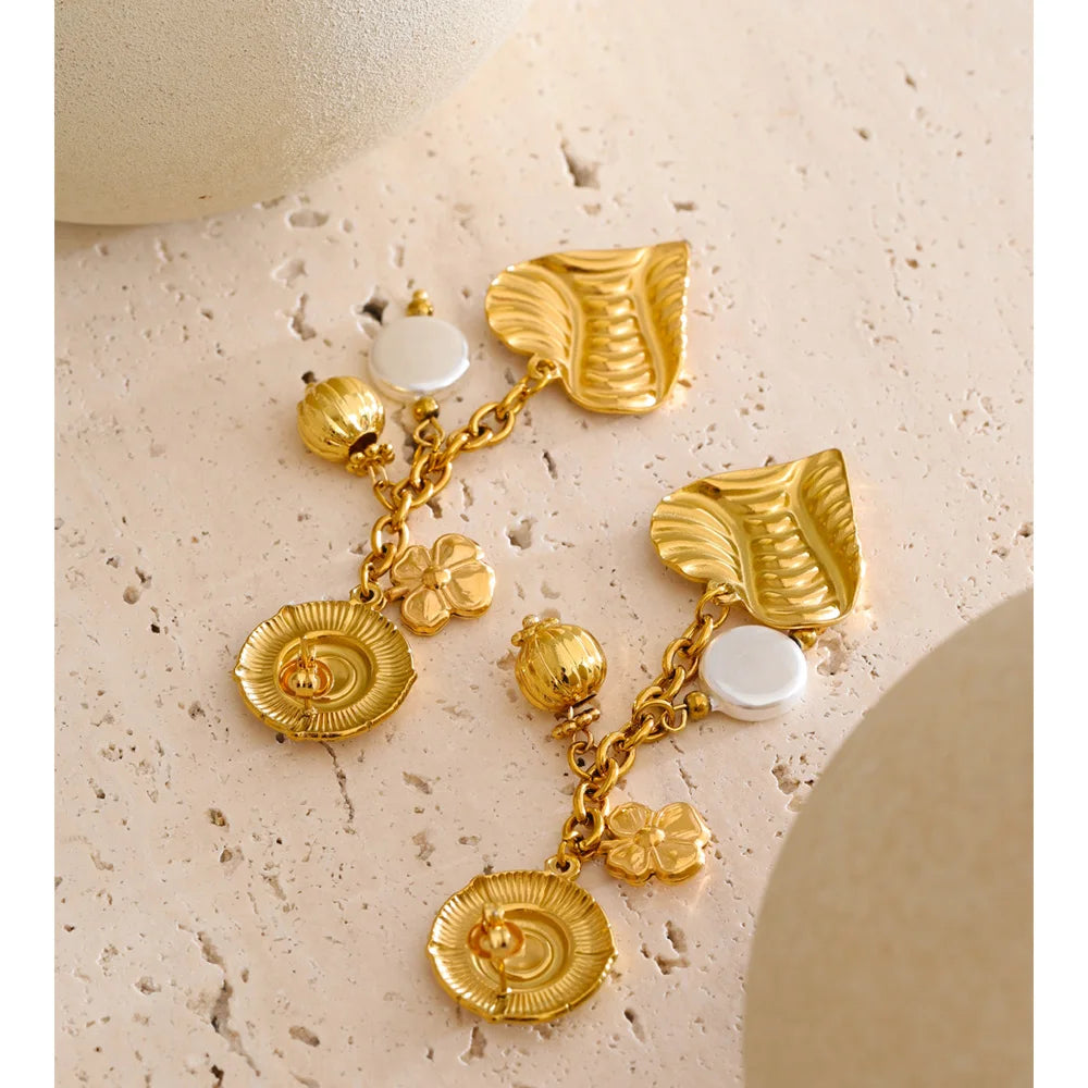 Gold Plated Heart Drop Stainless Steel