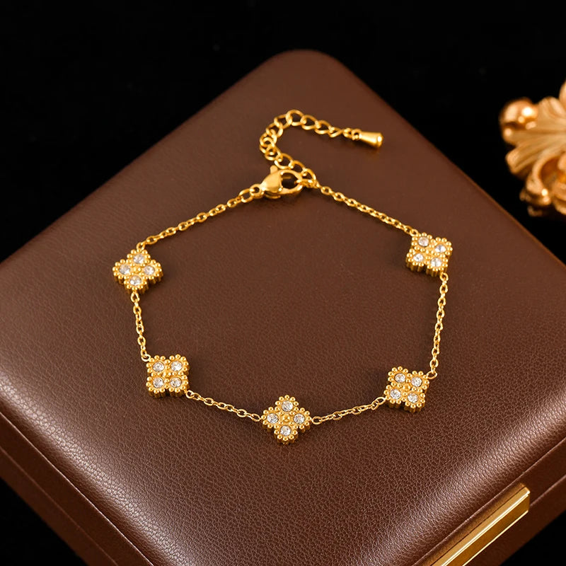 Elegant Flower Stainless Steel Waterproof Jewelry Set